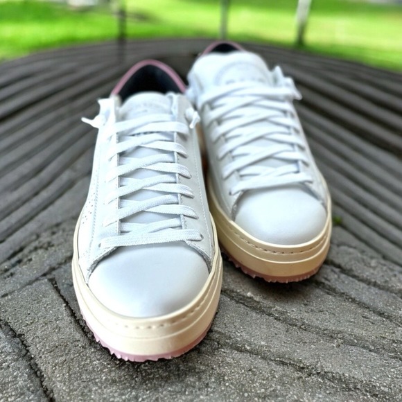 P448 Jack Platform SZ 37EU Pink & White‎ Leather Sneakers NWB - Picture 3 of 11